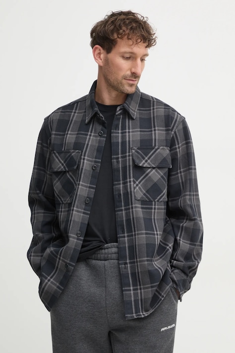 Рубашка United Colors of Benetton мужская цвет серый relaxed классический воротник 5KMFUQ050