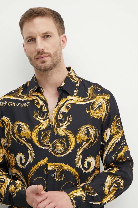 Сорочка Versace Jeans Couture чоловіча колір чорний regular класичний комір 77GAL2R0 NS508