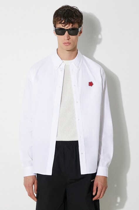 Kenzo cotton shirt Boke Flower Crest Shirt men's white color regular FE65CH4109LI.01