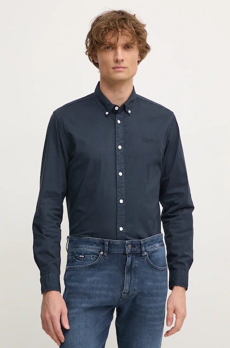 Pepe Jeans koszula bawełniana MANLEY męska kolor granatowy regular z kołnierzykiem button-down PM308728