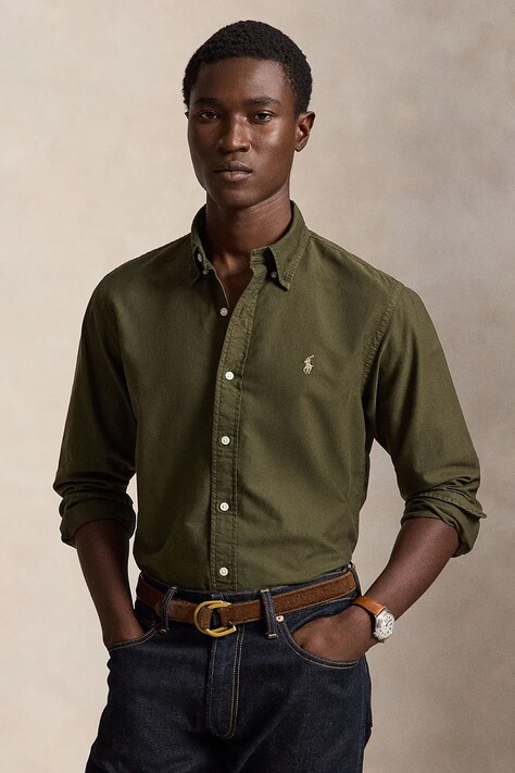Polo Ralph Lauren Shirt cotton Men's green plain 710805564