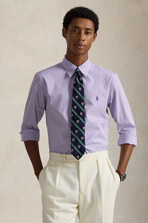 Polo Ralph Lauren koszula męska kolor fioletowy regular z kołnierzykiem button-down 710929346