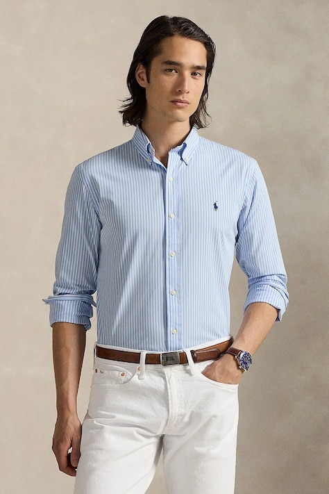 Polo Ralph Lauren koszula męska kolor niebieski regular z kołnierzykiem button-down 710929346