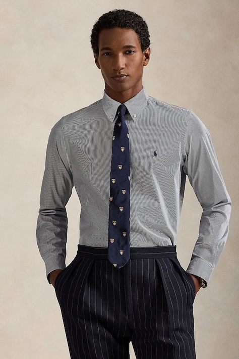 Polo Ralph Lauren koszula męska kolor granatowy regular z kołnierzykiem button-down 710929346