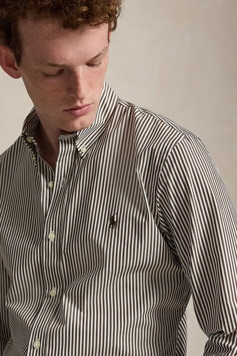 Polo Ralph Lauren сорочка чоловіча бавовняна — AW24-KDM0A8, коричневий — фото 4