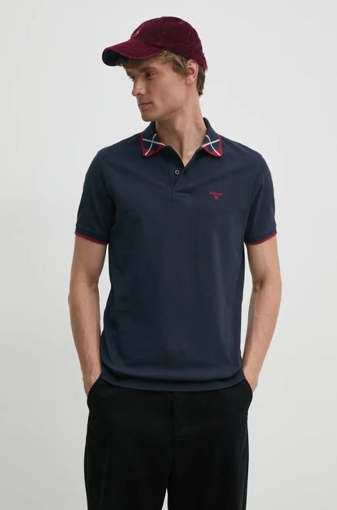 Barbour polo męski kolor granatowy gładki MML1416