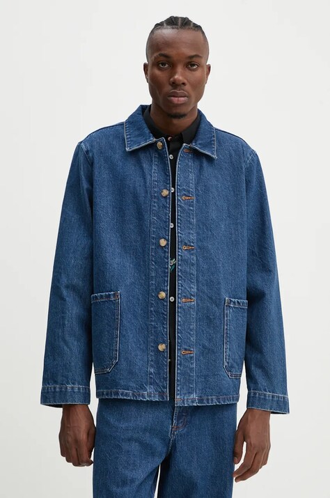 Джинсовая рубашка A.P.C. veste kerlouan logo мужская цвет синий regular классический воротник COHTD.H03205