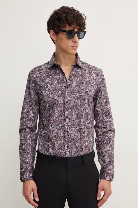 Рубашка Lindbergh мужская цвет коричневый relaxed итальянский воротник 30-203686