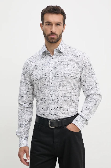 Karl Lagerfeld camasa din bumbac barbati, culoarea alb, cu guler clasic, regular, 544677.605000