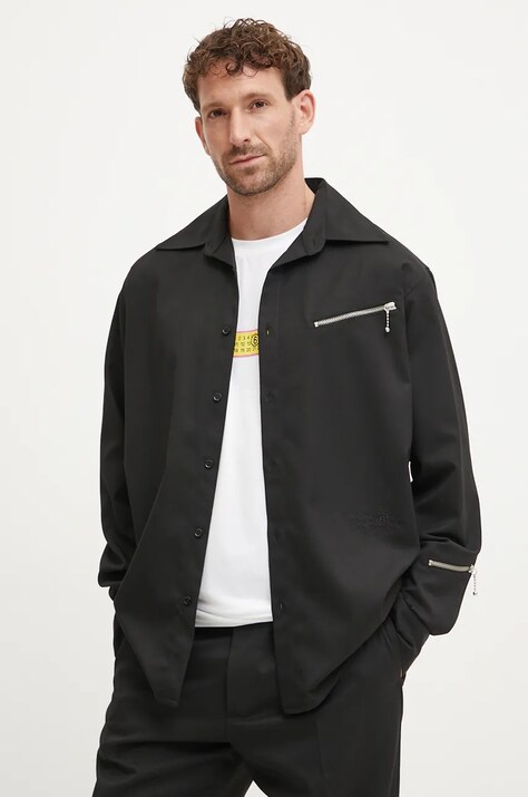 Košile MM6 Maison Margiela pánská, černá barva, relaxed, s klasickým límcem, SH2DT0014.M35227