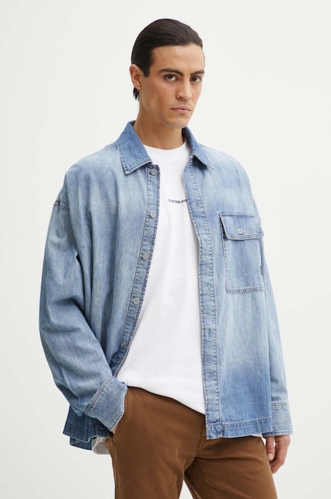 G-Star cămașă din denim bărbați, cu guler clasic, relaxed, D25517-D539