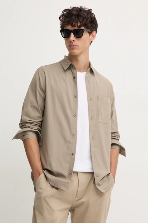 Calvin Klein Koszula męska kolor szary regular z kołnierzykiem klasycznym K10K113621