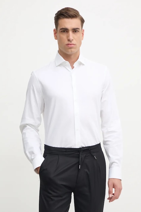 Риза Calvin Klein мъжка в бяло със стандартна кройка с класическа яка K10K113546