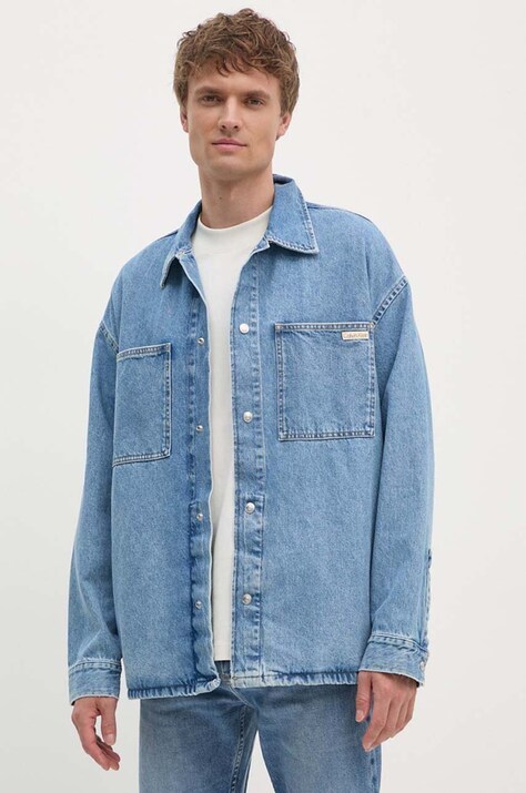 Джинсова сорочка Calvin Klein Jeans чоловіча relaxed класичний комір J30J326023