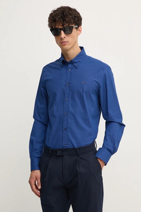 Tommy Hilfiger camasa barbati, culoarea albastru marin, cu guler button-down, slim, MW0MW36914
