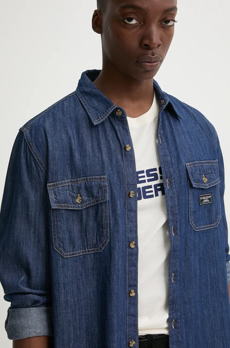 Guess Jeans camasa jeans barbati, cu guler clasic, regular, M4BH56 D5EI4
