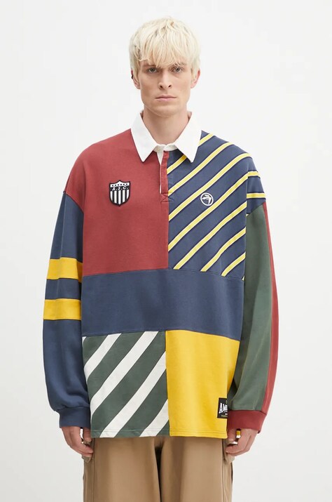 AMBUSH bluza bawełniana Patchwork Rugby Shirt męska  z aplikacją BMGC004F24JER0018484