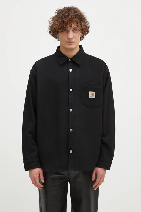 Vlněná košile Carhartt WIP Torin Shirt Jac černá barva, relaxed, s klasickým límcem, I033779.89XX