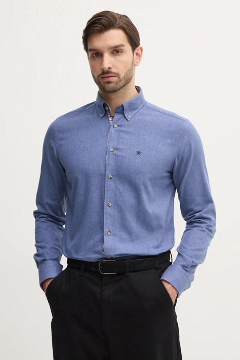 Bavlněná košile Hackett London modrá barva, regular, s límečkem button-down, HM3010065