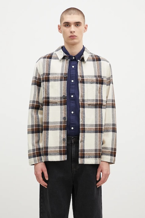 Fjallraven shirt Singi Flannel Overshirt M men's beige color relaxed F12600226.113.555