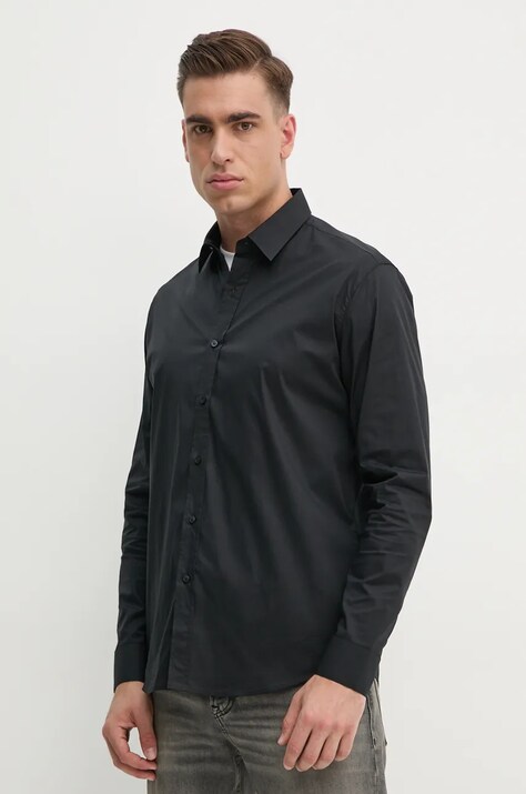 Karl Lagerfeld camasa barbati, culoarea negru, cu guler clasic, regular, 542600.605935