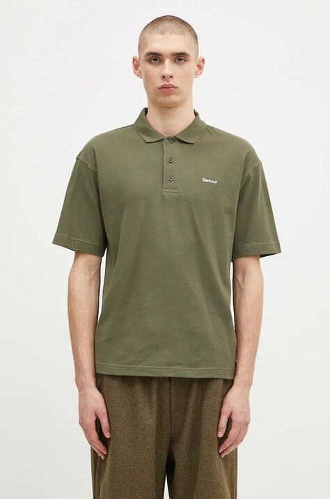 Хлопковое поло Barbour Dunand OS Polo Shirt цвет зелёный однотонное MML1426