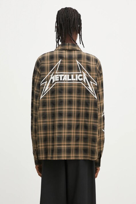 Represent camasa Metallica Longsleeve Shirt barbati, culoarea maro, cu guler clasic, regular, MLM248.289