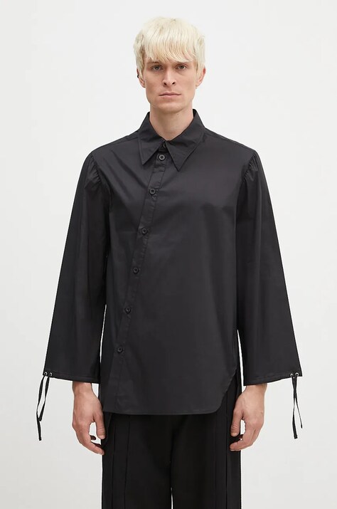 Košile Andersson Bell Bouquet Asymmetric Shirt pánská, černá barva, relaxed, s klasickým límcem, atb1138m