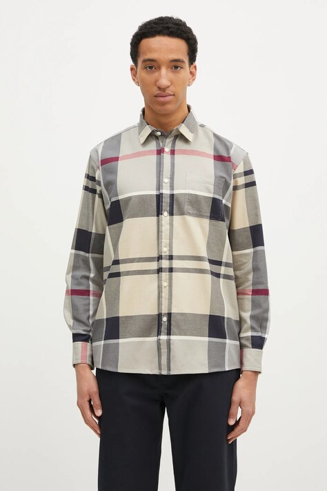 Βαμβακερό πουκάμισο Barbour Renford OS Tartan Shirt ανδρικό, χρώμα: μπεζ, MSH5514