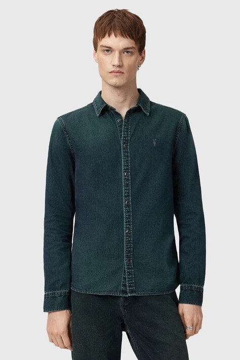Τζιν πουκάμισο AllSaints GLEASON LS SHIRT ανδρικό, χρώμα: γκρι, M165SB