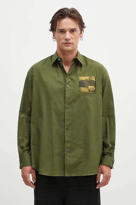 Βαμβακερό πουκάμισο Undercover Shirt ανδρικό, χρώμα: πράσινο, UC2D4401.3