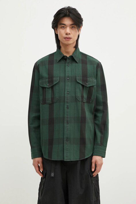 Bavlněná košile Filson Vintage Alaskan Guide Shirt zelená barva, relaxed, s klasickým límcem, FMCAM0013