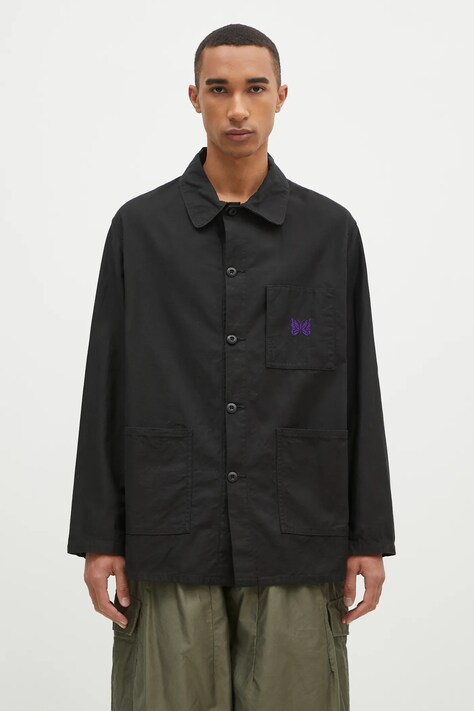 Pamučna košulja Needles D.N. Coverall za muškarce, boja: crna, relaxed, s klasičnim ovratnikom, PU238