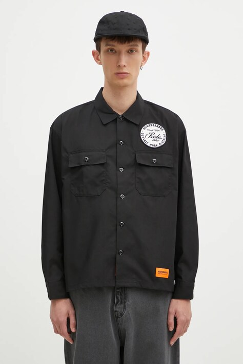 Риза NEIGHBORHOOD ClaSSic Work Shirt Longsleeve мъжка в черно със стандартна кройка с класическа яка 242TSNH.SHM01