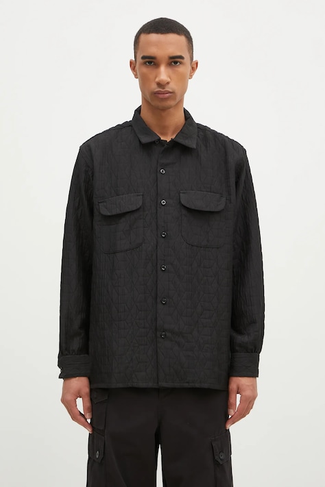 Košile Engineered Garments Classic Shirt pánská, černá barva, regular, s klasickým límcem, 24F1A005.KT046