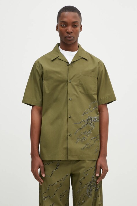 Bavlněná košile Maharishi Dpm: Sparse Bonsai Camo Shirt zelená barva, regular, 5336.OLIVE