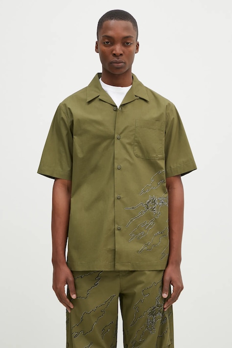Памучна риза Maharishi Dpm: Sparse Bonsai Camo Shirt мъжка в зелено със стандартна кройка 5336.OLIVE