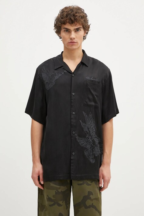 Košulja Maharishi Peace Dove Embroidered Shirt za muškarce, boja: crna, regular, s klasičnim ovratnikom, 5326.BLACK