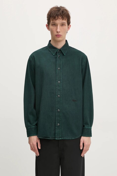 Πουκάμισο 032C 'Goya' Denim χρώμα: πράσινο, F24-URD-1341-450