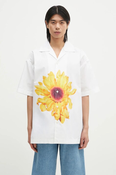 Bavlněná košile JW Anderson Short Sleeve Shirt bílá barva, relaxed, SH0335.PG1667.001