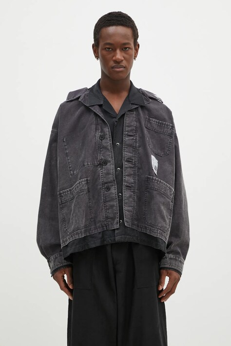 Košile Maison MIHARA YASUHIRO Double Layered Longsleeve Shirts pánská, černá barva, relaxed, J13SH184