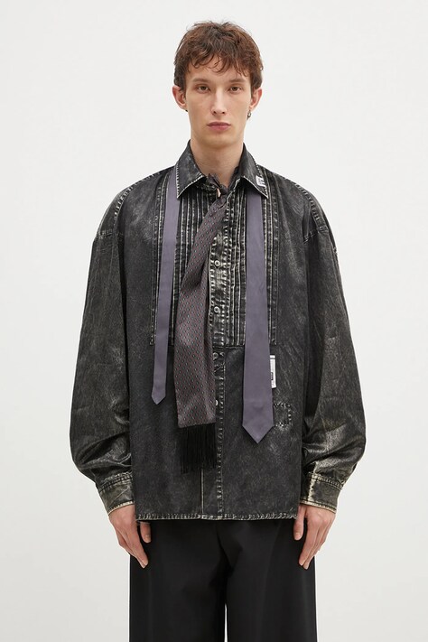 Košile Maison MIHARA YASUHIRO Accessories Mixed Longsleeve Shirts pánská, černá barva, relaxed, s klasickým límcem, J13SH185