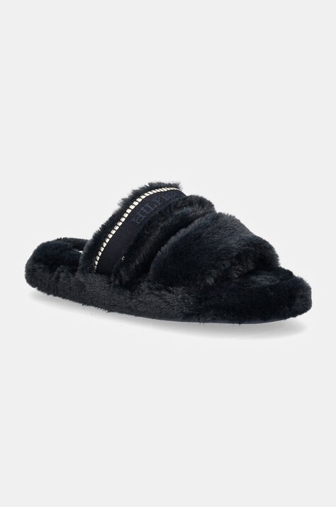 Παντόφλες Tommy Hilfiger HILFIGER FUR BASICS SLIPPER χρώμα: ναυτικό μπλε, FW0FW08343