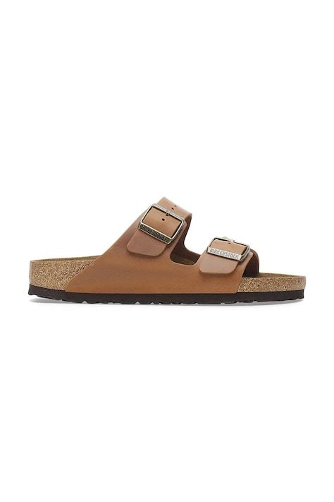 Δερμάτινες παντόφλες Birkenstock Arizona γυναικείες, χρώμα: καφέ, 1028401