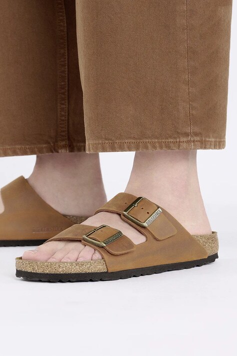 Шкіряні шльопанці Birkenstock Arizona — AW24-KLD03F, коричневий — фото 7