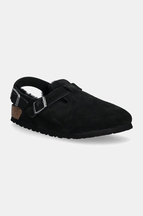 Замшевые тапочки Birkenstock Tokio женские цвет чёрный 1028328