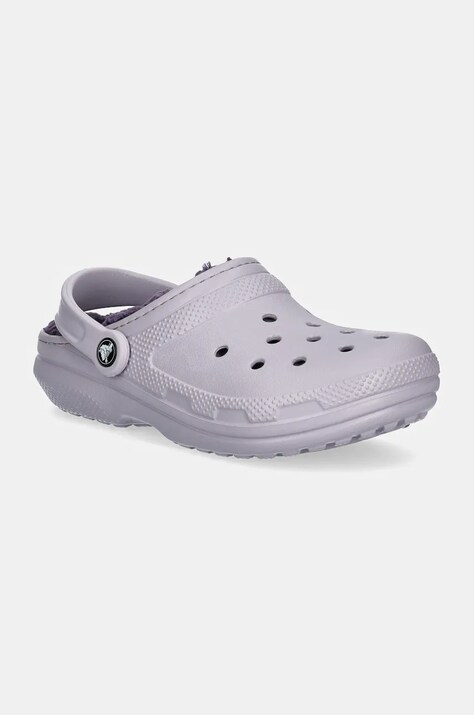 Crocs papuci Classic Lined Clog femei, culoarea roz, 203591
