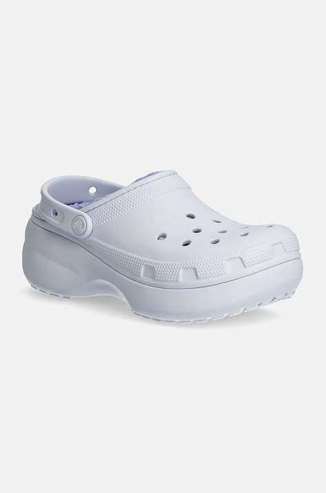 Шлепанцы Crocs Classic Platform Lined Clog W женские цвет фиолетовый на платформе 207938