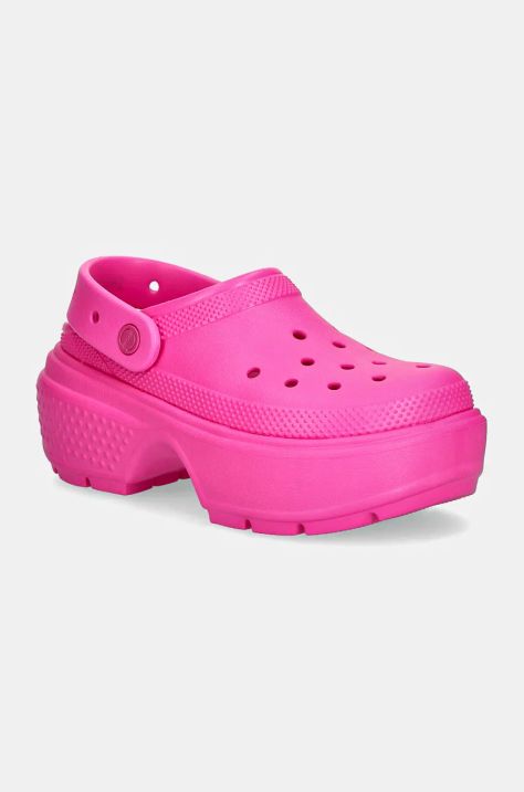 Crocs klapki Stomp Clog damskie kolor różowy na platformie 209347