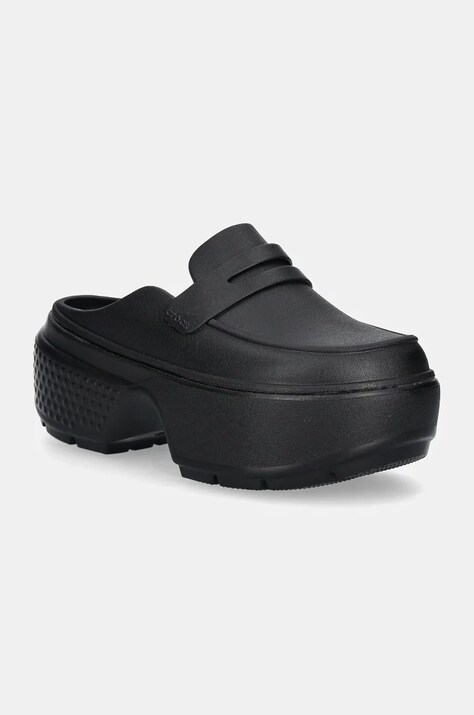Crocs papuci Stomp Loafer Clog femei, culoarea negru, cu platforma, 209937